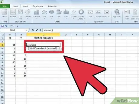 Image titled Use Excel's SUMSQ Function to Find Sum of Squares Step 3