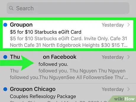 Image titled Use Swiping Gestures in Mail on an iPhone Step 5