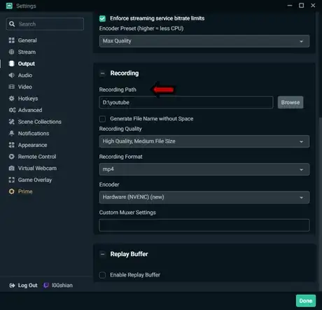 Image titled Recording_settings_arrow.png