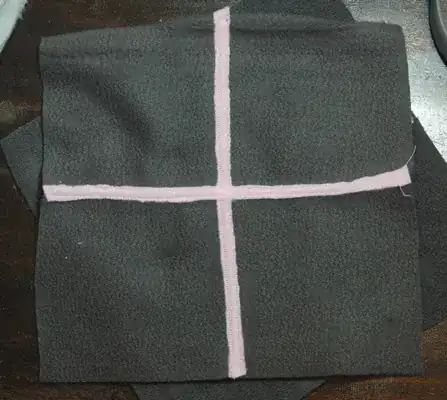 Image titled Pink lines sewn on.