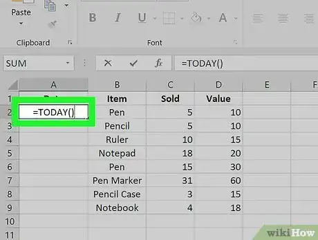 Image titled Add Today's Date in Excel Step 7