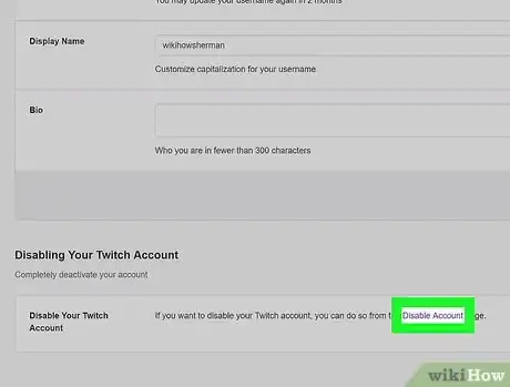 Image titled Delete a Twitch Account Step 5
