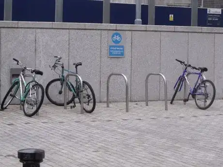 Image titled The Library of Birmingham Three Bicycles in the Cycle Rack