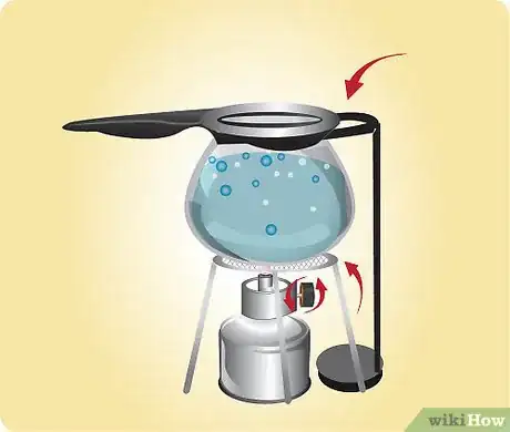 Image titled Place the coffeepot back in the stand, over the lit alcohol burner and the foil ring Step 12