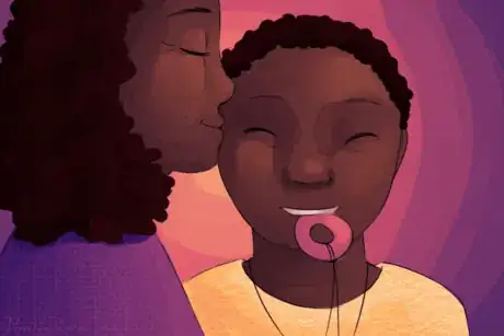 Image titled Woman Kisses Autistic Boy.png