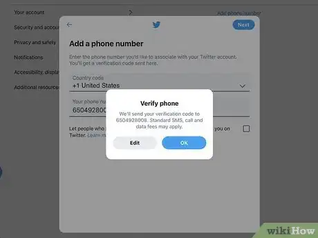 Image titled Add a Phone Number on Twitter Step 6