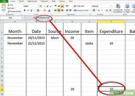 Image titled Build a Budget Spreadsheet (Teenagers) Step 8