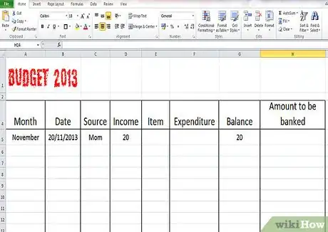 Image titled Build a Budget Spreadsheet (Teenagers) Step 5