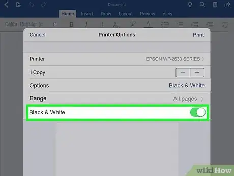 Image titled Print in Black and White on Word on iPhone or iPad Step 8