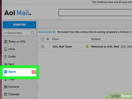 Image titled Unmark an Email as Spam in AOL Step 3