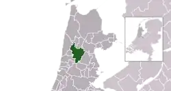 Highlighted position of Alkmaar in a municipal map of North Holland