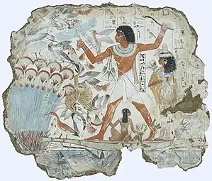 Fresco which depicts Nebamun hunting birds; c. 1350&nbsp;BC